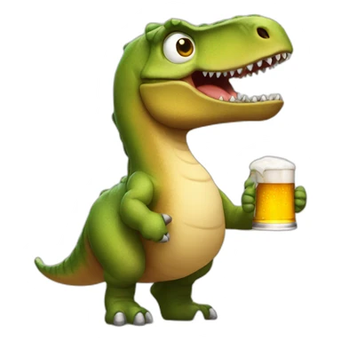 Dinosaur with a beer sticker