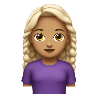 Niña con pelo negro, un poco rizado, playera morada, ojos cafés  sticker