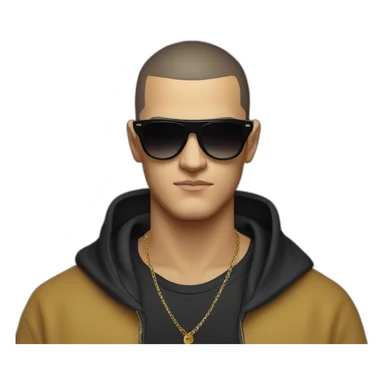 Serious face of DJ Snake with black sunglasses front view wearing a BLACK hoodie sticker