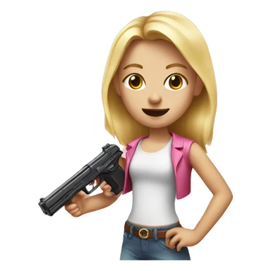realistic blonde girl holding a pink gun sticker