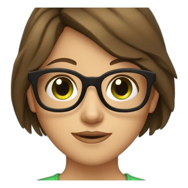 girl with brown hair and green eyes and glasses sticker