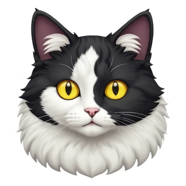 A black colored bicolor cat emoji with yellow eyes full body sticker
