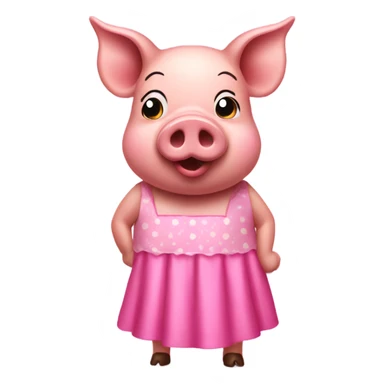 Pig in pink dress with chocolate sticker