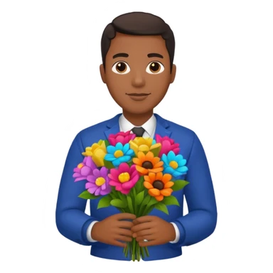 Black Male hand give a bogue of flowers sticker