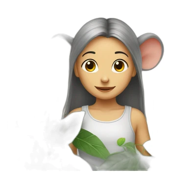 rat fille avec des plantes sticker