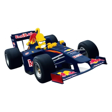 Bart simpson driving a red bull, formula 1 sticker