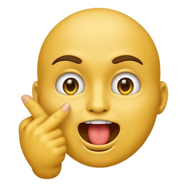 please create an emoji of the yellow face emoji kind of it bitting its index finger with a cheeky expresion sticker