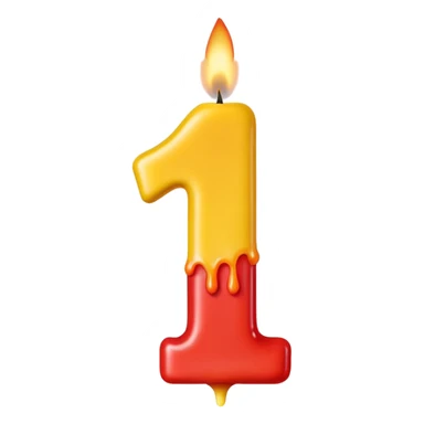 Birthday candles with the shape of the number 15 sticker