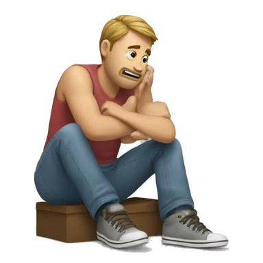 A person struggling to put a shoe on sticker