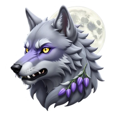 Cinematic Noble Werewolf Portrait Emoji, Formidable and majestic, with a powerful lupine silhouette in moonlit grays and silvers, featuring piercing, wise eyes and a dignified snarl that hints at untamed strength, simplified yet intricately detailed, glowing with a soft, lunar outline that encapsulates the noble duality of feral instinct and loyal guardianship! sticker