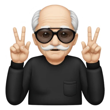 Some white old guy with a mask on and black shades with it also holding up the middle fingers sticker
