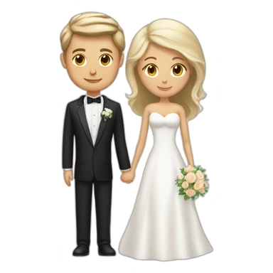 Tan brown hair woman and white blonde hair man getting married sticker