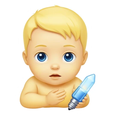 yellow baby with blue light sticker