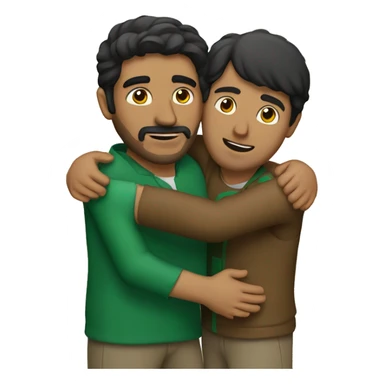 A pakistan man and a mexican man hugging sticker