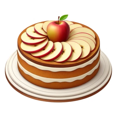 cinematic-realistic-apfelkuchen-cake-emoji,-depicted-as-a-classic-cake-with-cinnamon-and-thinly sliced apples on the top a few neatly spread out-rendered-with-soft-textures-and-warm,-inviting-lighting. sticker