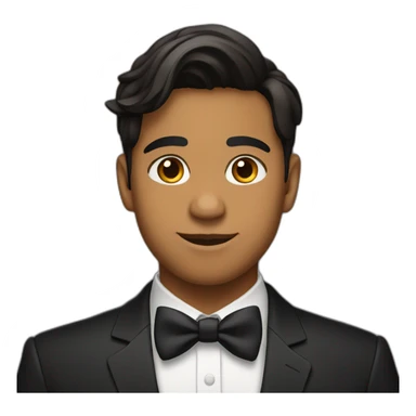 brown indian teenager with no facial hair wearing bow tie and black suit sticker