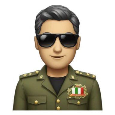 Italian white playboy with military black short hairs and dark sunglasses and italian-like clothes  sticker
