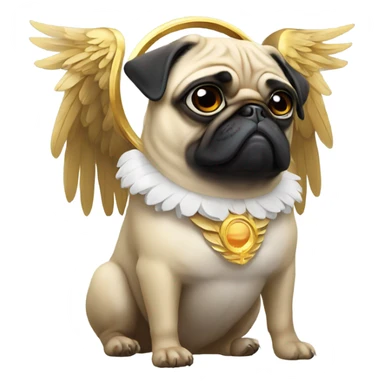Pug with a halo and eagle wings sticker