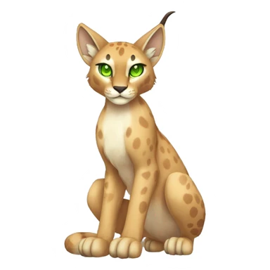 Beige Lynx-Caracal-Fakemon-hybrid with orange points with spots, green eyes brown toes, and short tail, full body sticker