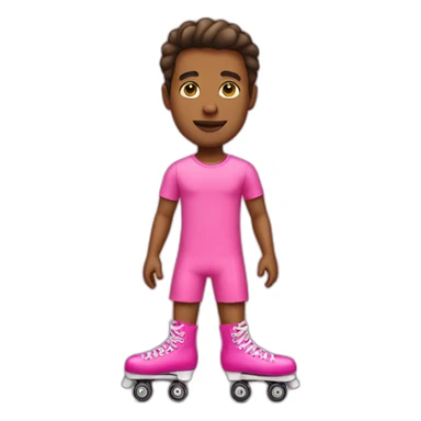 A man wearing a pink mini dress and rollerskates sticker