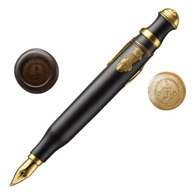 Fountain pen and wax seal stamp sticker