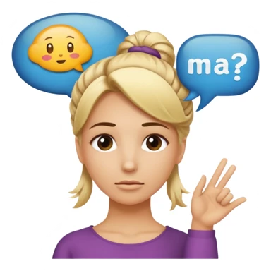 A blonde woman with her hair tied up, with a speech bubble that says "Ma, Cómo?" sticker