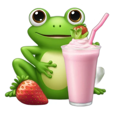 Frog sat on lilly pad drinking a strawberry milkshake sticker