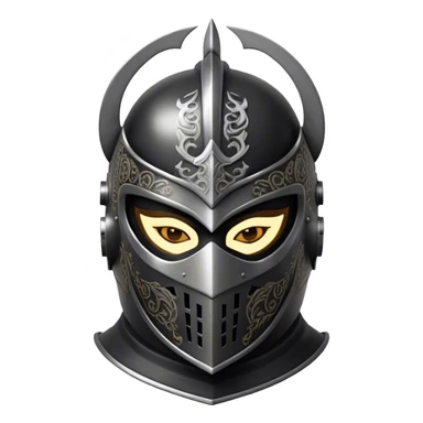 A masked man knight with intricate black engravings on his steel helmet, eyes glowing with fury sticker
