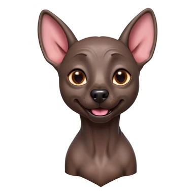 Cinematic Comical Xoloitzcuintle dog Portrait Emoji, Head tilted dramatically with an exaggeratedly amused expression, featuring smooth, hairless ebony skin with pronounced wrinkles and wide, expressive dark eyes filled with playful disbelief, Simplified yet hilariously expressive features, highly detailed, glowing with a slightly sassy glow, high shine, dramatic yet playful, stylized with an air of cheeky mischief, bright and endearing, soft glowing outline, capturing the essence of a spirited and over-the-top companion, so meme-worthy it feels like it could side-eye its way into internet fame instantly! sticker