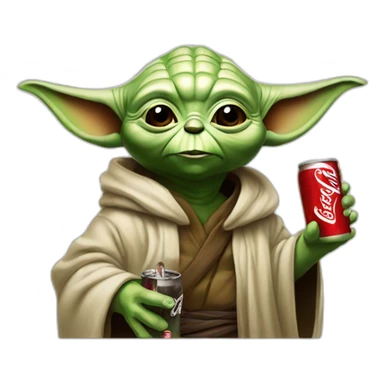 Yoda drinking a largr coca cola sticker