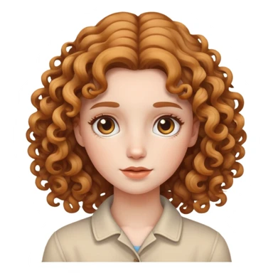 a white skin girl with curly light brown hair sticker