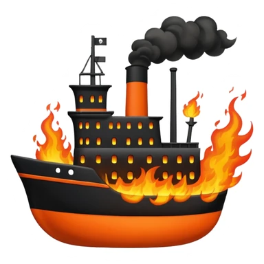 un barco en llamas sticker
