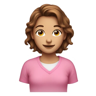 smiling girl with brown hair pink shirt cozy sticker
