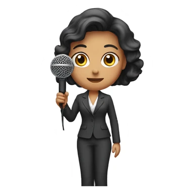 journalist standing confidently while holding a microphone. The journalist should be in professional attire girl sticker