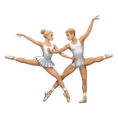 Icon for Sports Dance: a couple in competitive dance attire performing a synchronized dance with acrobatic lifts, dance shoes, rhythmic floor, and a competition backdrop. The icon should capture athleticism, technique, and precision in sports dance. Transparent background. sticker