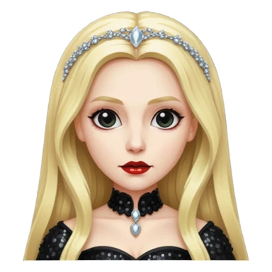 Bride of Dracula with long blonde hair, black sequin outfit sticker