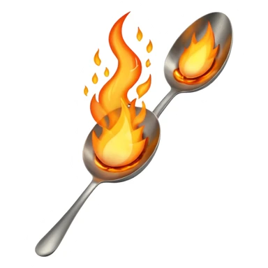 Una cuchara de metal y una llama de fuego por debajo sticker