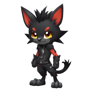 Black Anthro Cool Punk Bat-Litten-Fakemon-fursona Full Body sticker