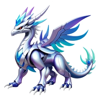 Colorful Pastel Iridescent-gradient Futuristic Modern Epic Legendary Shiny Cyber-Suicune-Dialga-Lugia-Reshiram-Creature, (full body) sticker