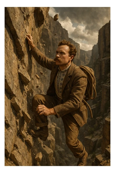 a man flakes off the rock face sticker