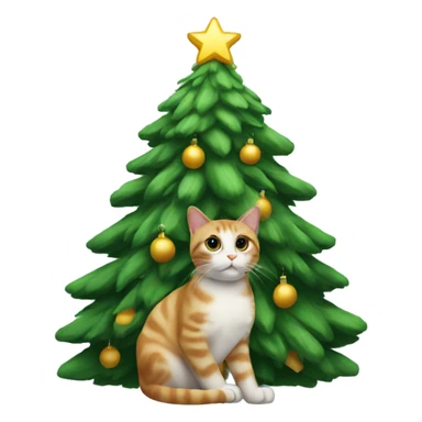 christmas tree with cat on top sticker