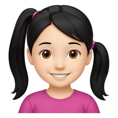 una chica pequeña con una cola de caballo el pello color negro  3 años sticker