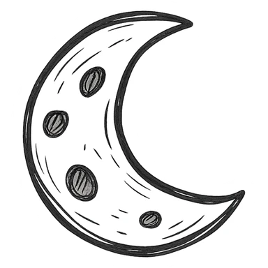 hand drawn outlined icon of a moon, no fill sticker