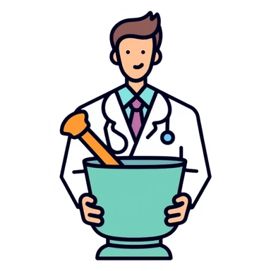 Pharmacist professional with mortar and pestle sticker