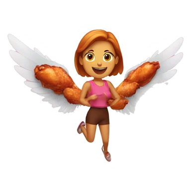 a girl flying with two delicious cooked bbq chicken wings on her back sticker