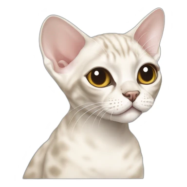 Seal color Devon Rex cat with white paws sticker