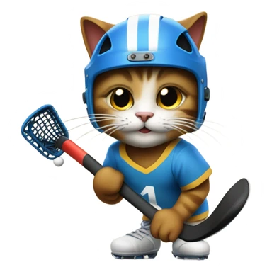 cat playing feild hockey sticker