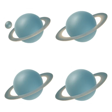 Add a moon orbiting Saturn in matte glass style, with no background. sticker