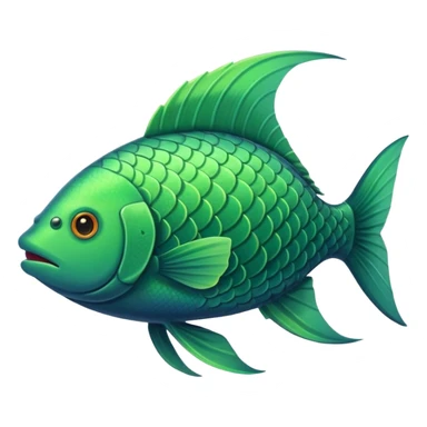 the flat side view of a green common fictional fish sticker