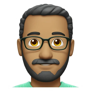 indian man, early 30's with a beard and moustache, dark rimmed glasses, wearing a mint green knitted crew neck jersey. He is a High Voltage Substation design engineer sticker